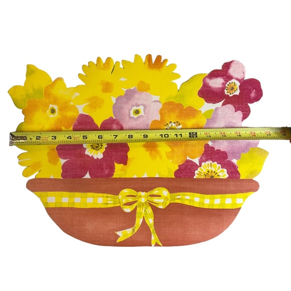 Placemats Set Of 4 Floral Basket Spring Summer Colorful PVC Fabric Flowers Pink - Picture 2 of 4